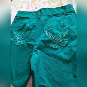 Christopher & Banks Mid rise green bermuda shorts Women's SZ 10 32W 9L stretch